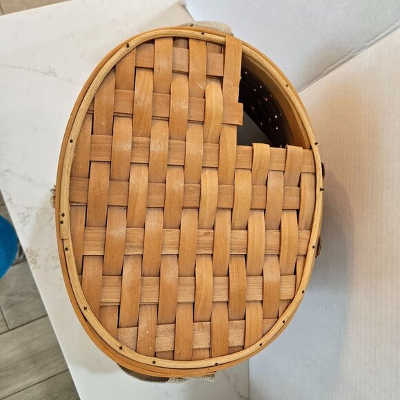 Northwood Woven Creel Fishing Basket Wildlife Print Hinged Lid, Adjustable Strap - Picture 3 of 11